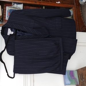 Dress Barn Ladies Blur  Pinstriped Pant Suit Set  Lined Sz 12
